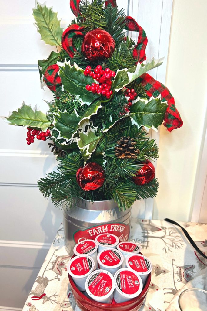 Decorative Christmas tree to make the buffet table look more festive