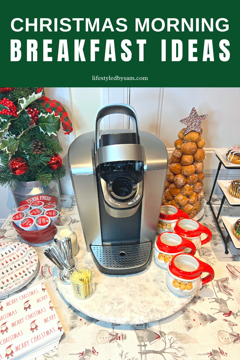 Christmas Donut Buffet Table For An Extra Festive Christmas Morning