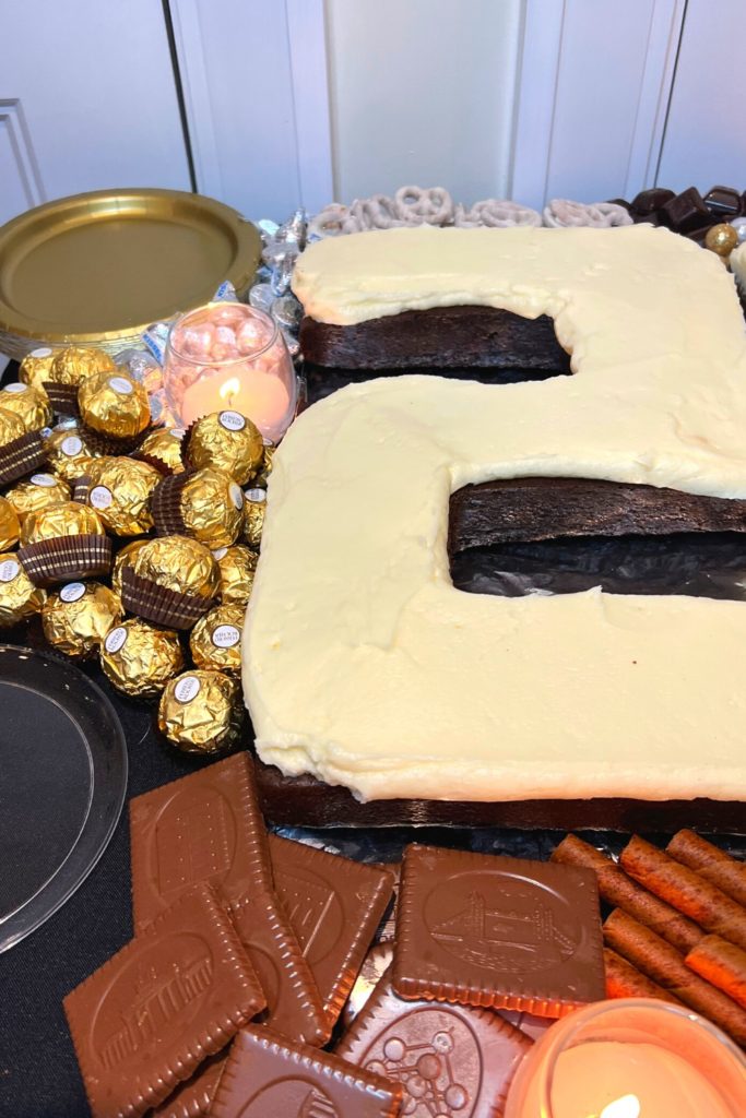 Close up image of the first frosted '2' cake