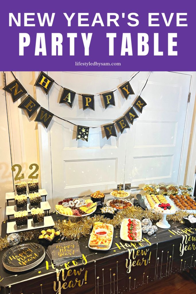 Pinterest pin of New Year's Eve Party Table Ideas