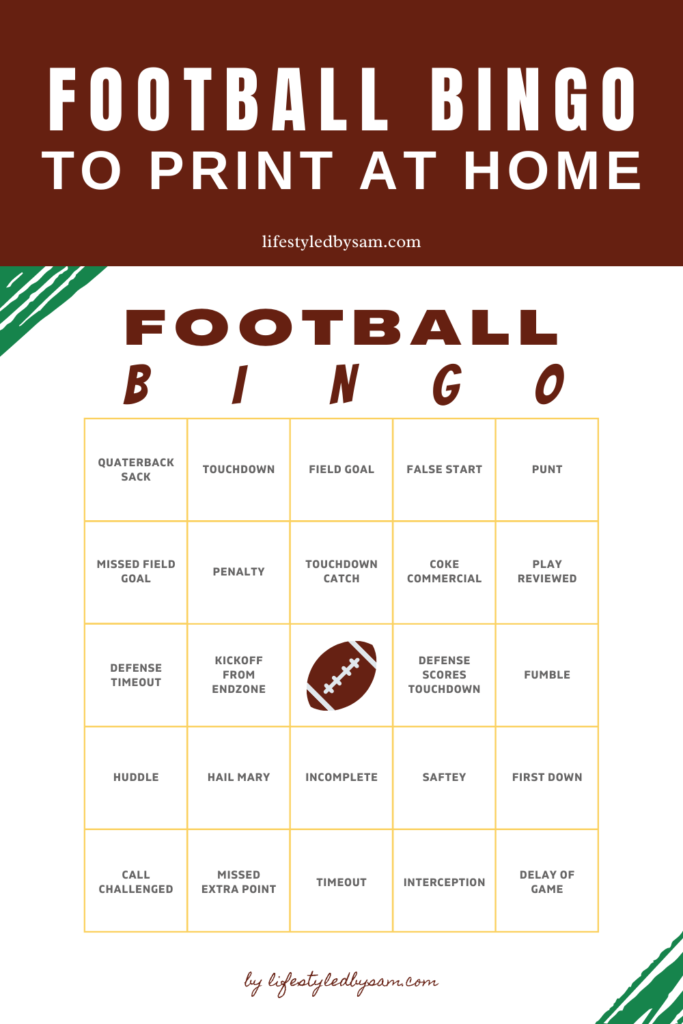 Pinterest pin of football bing cards to print at home