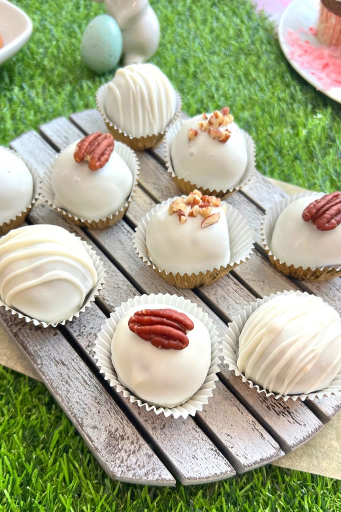 Carrot Cake Balls On An Easter Dessert Table