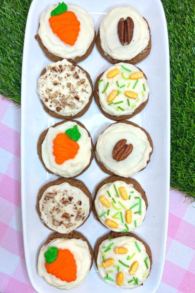 Carrot Cake Cookies On An Easter Dessert Table