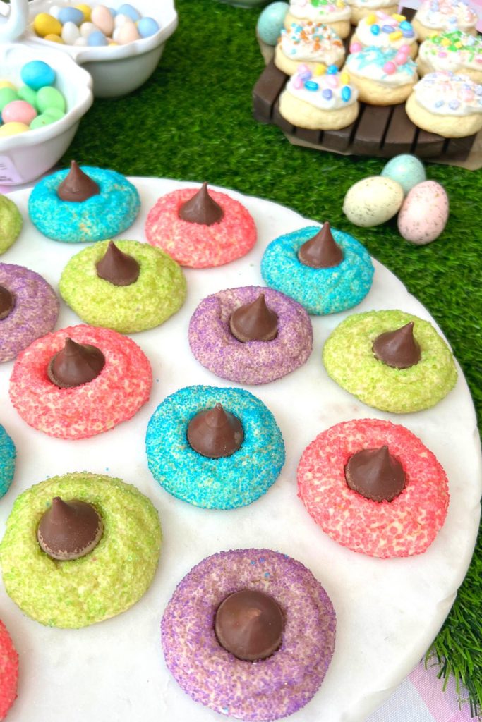 Easter Blossom Cookies On An Easter Dessert Table