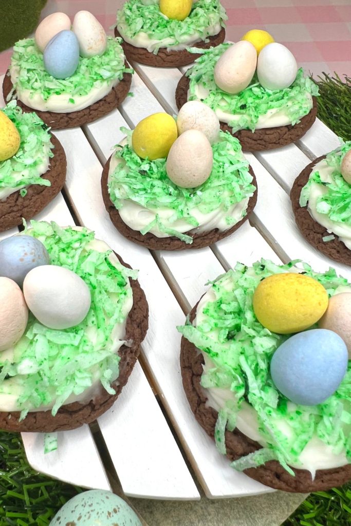 Easter Birds Nest Cookies On An Easter Dessert Table